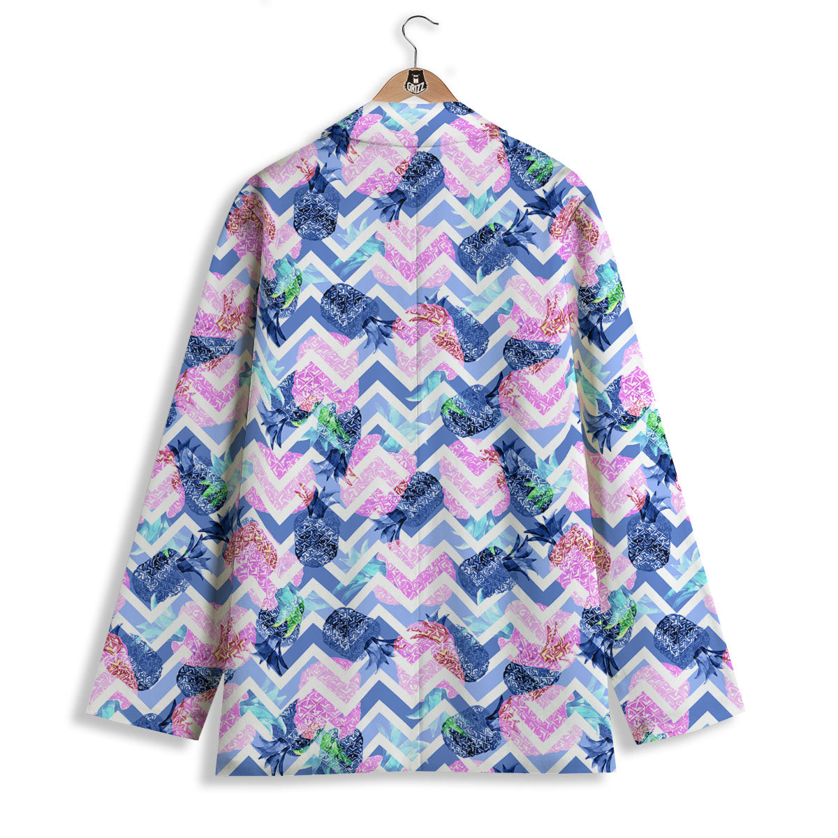 Zig Zag Pineapple Purple Print Pattern Women's Blazer-grizzshop