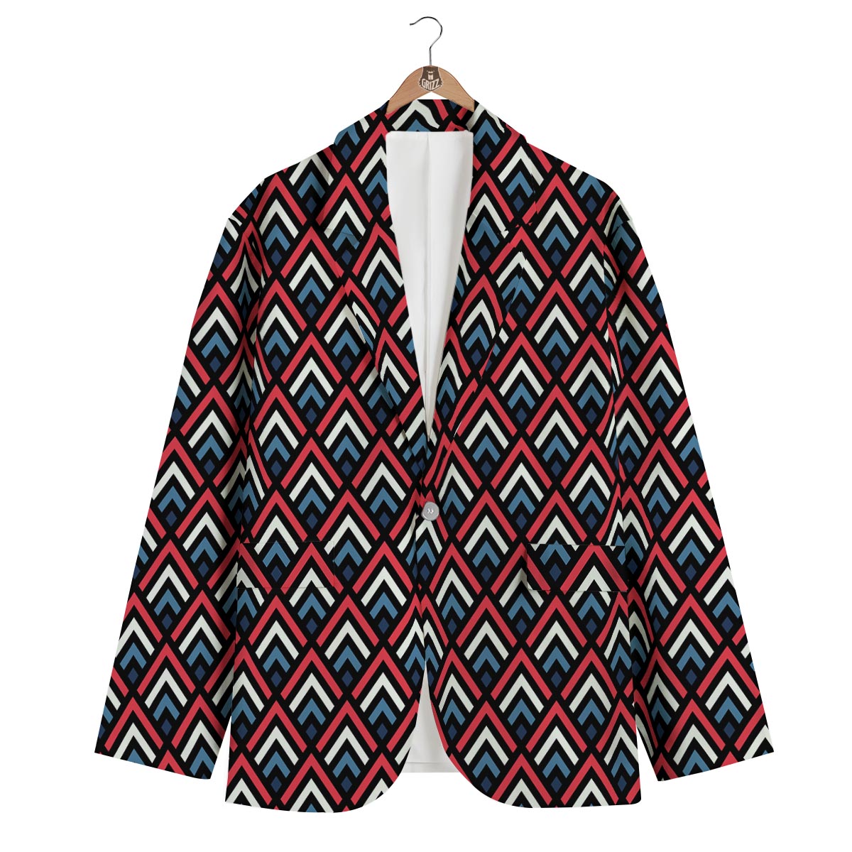 Zig Zag Print Pattern Men's Blazer-grizzshop