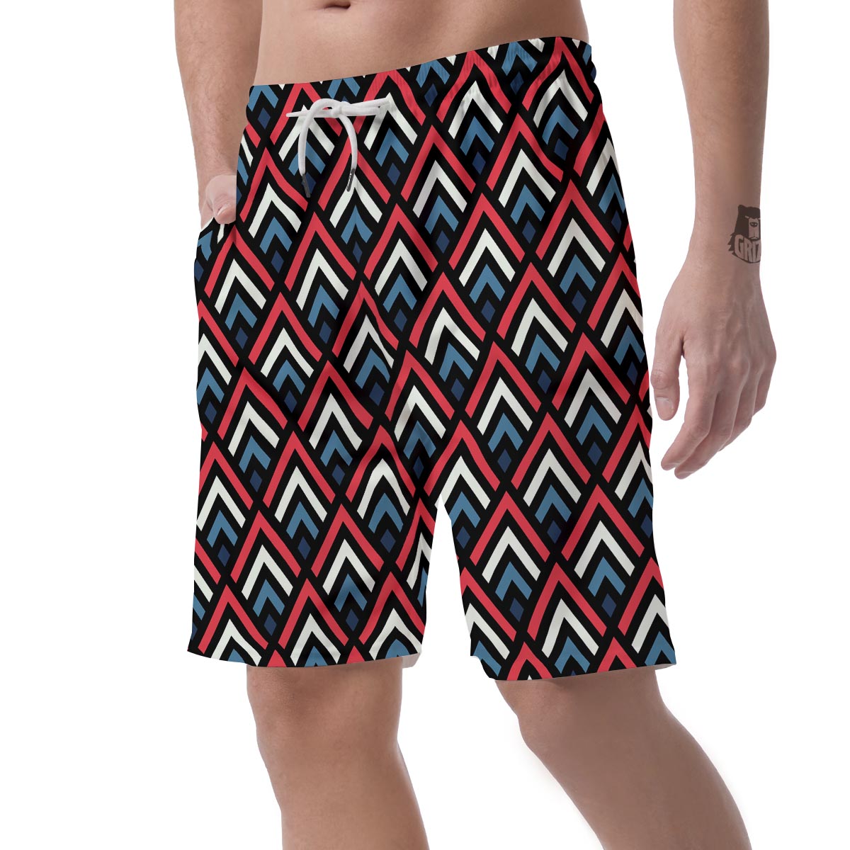 Zig Zag Print Pattern Men's Shorts-grizzshop