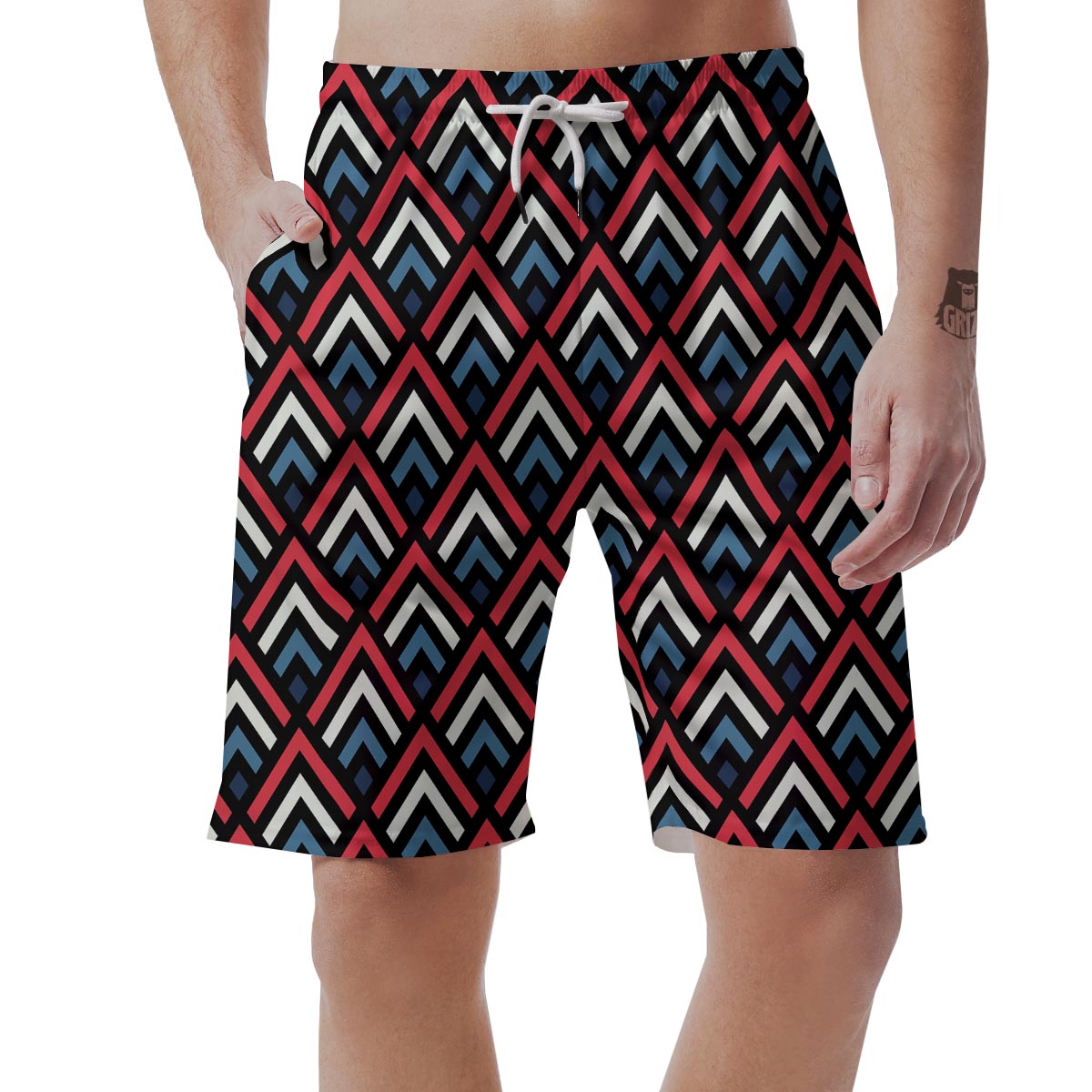 Zig Zag Print Pattern Men's Shorts-grizzshop