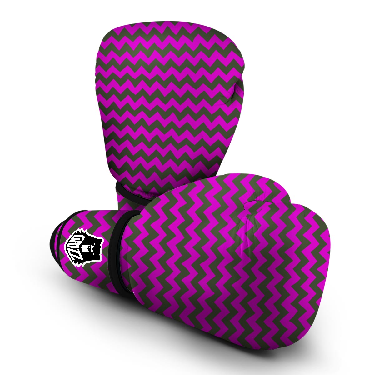 Zig Zag Purple Pattern Print Boxing Gloves-grizzshop