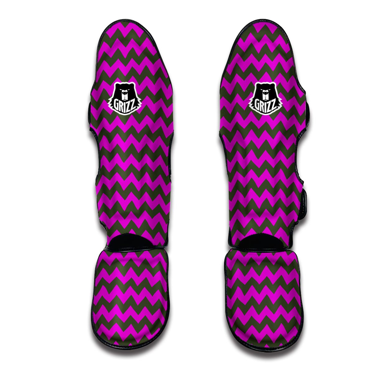 Zig Zag Purple Pattern Print Muay Thai Shin Guards-grizzshop