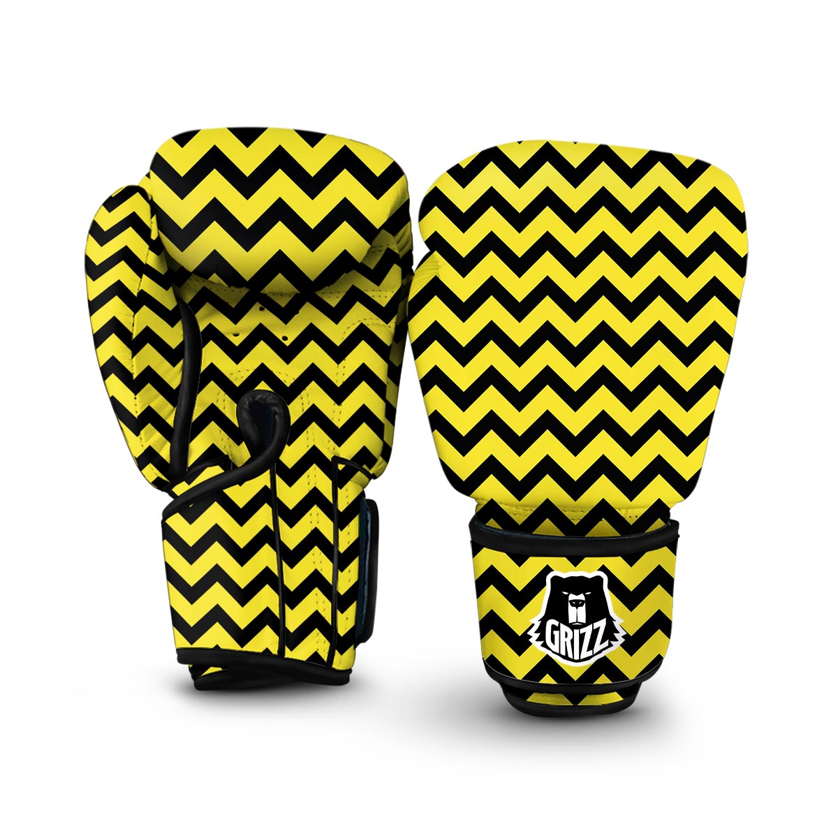 Zig Zag Yellow Pattern Print Boxing Gloves-grizzshop