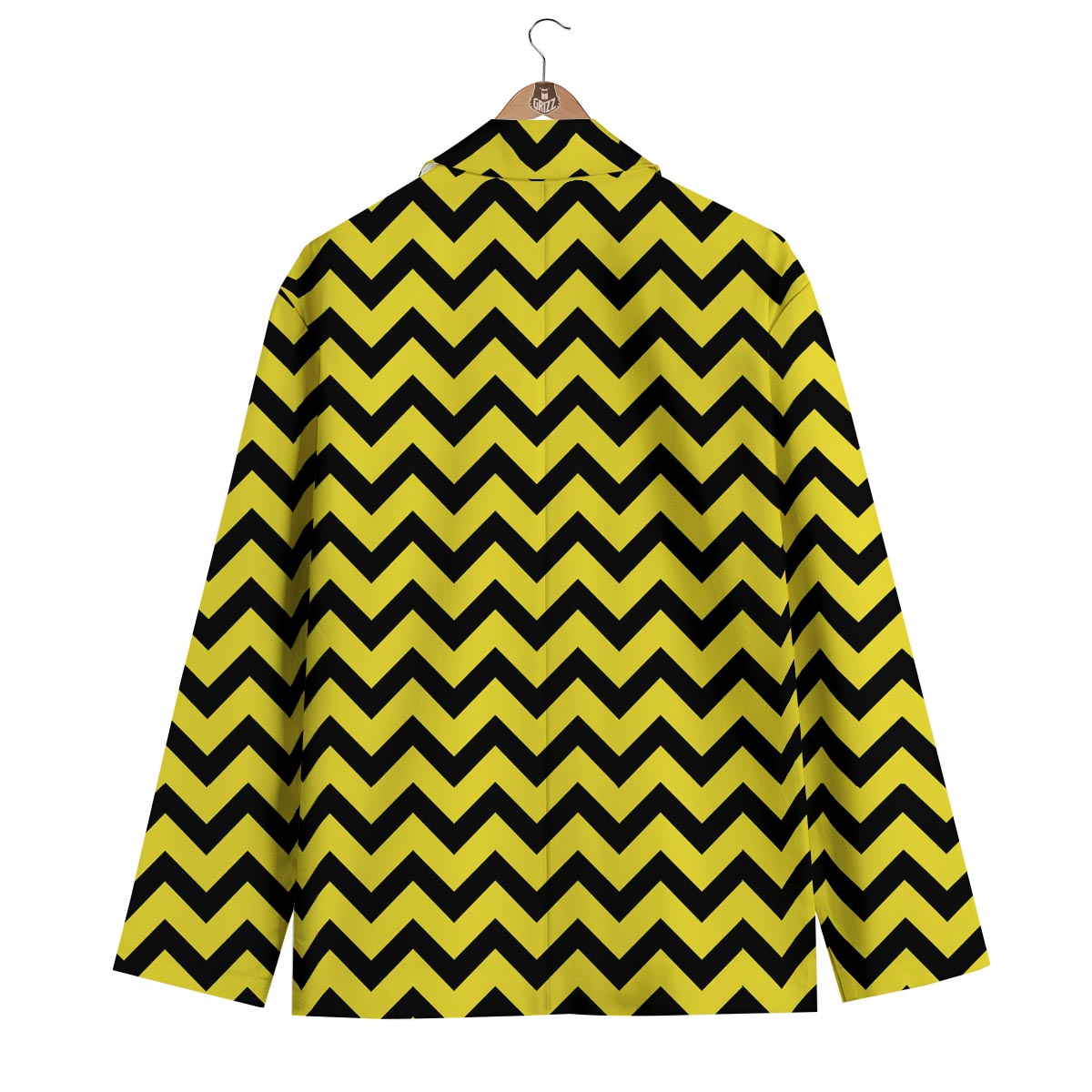 Zig Zag Yellow Pattern Print Men's Blazer-grizzshop