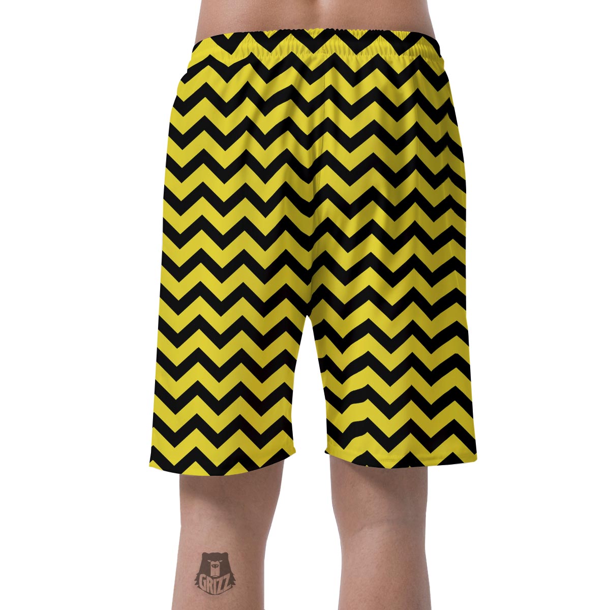 Zig Zag Yellow Pattern Print Men's Shorts-grizzshop