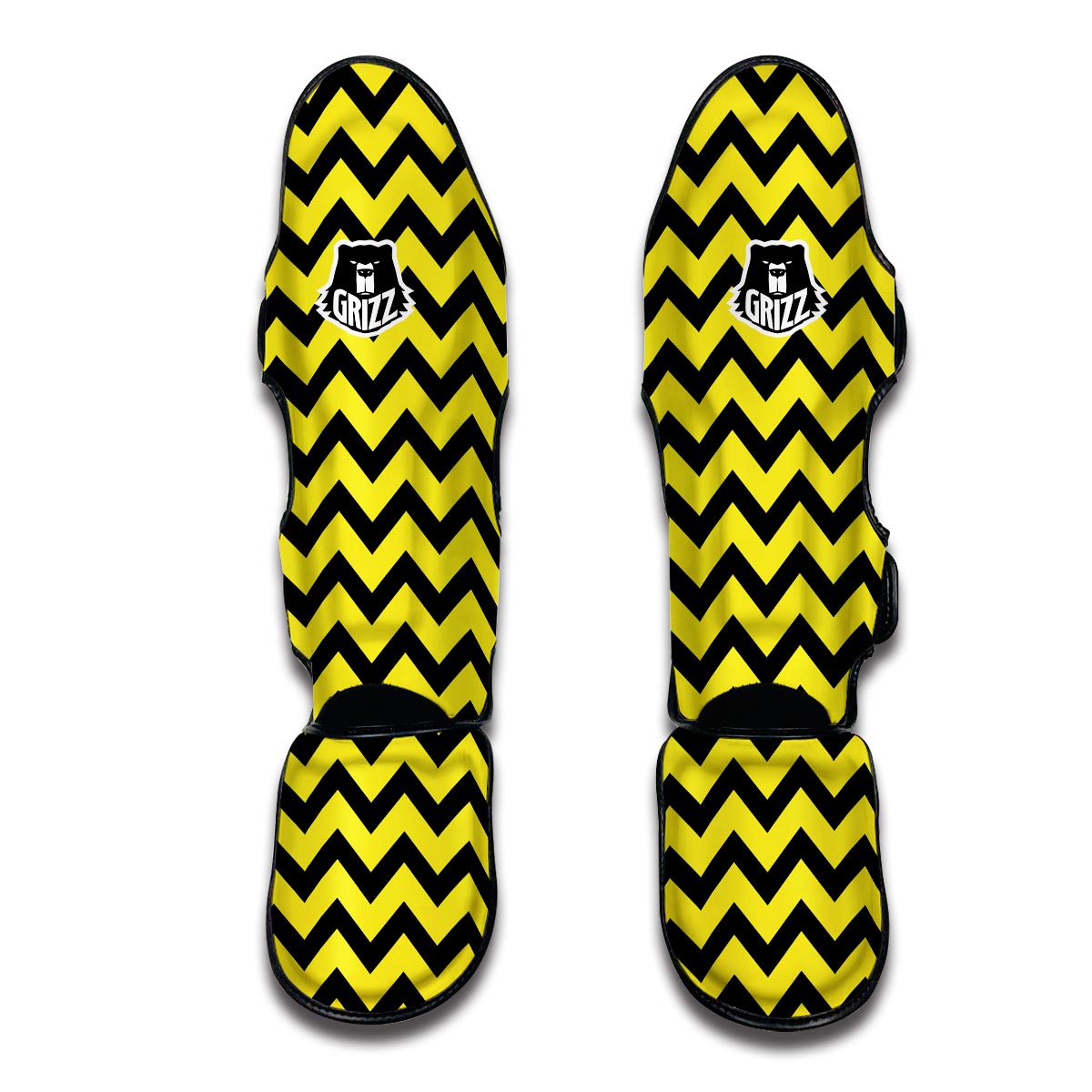 Zig Zag Yellow Pattern Print Muay Thai Shin Guards-grizzshop