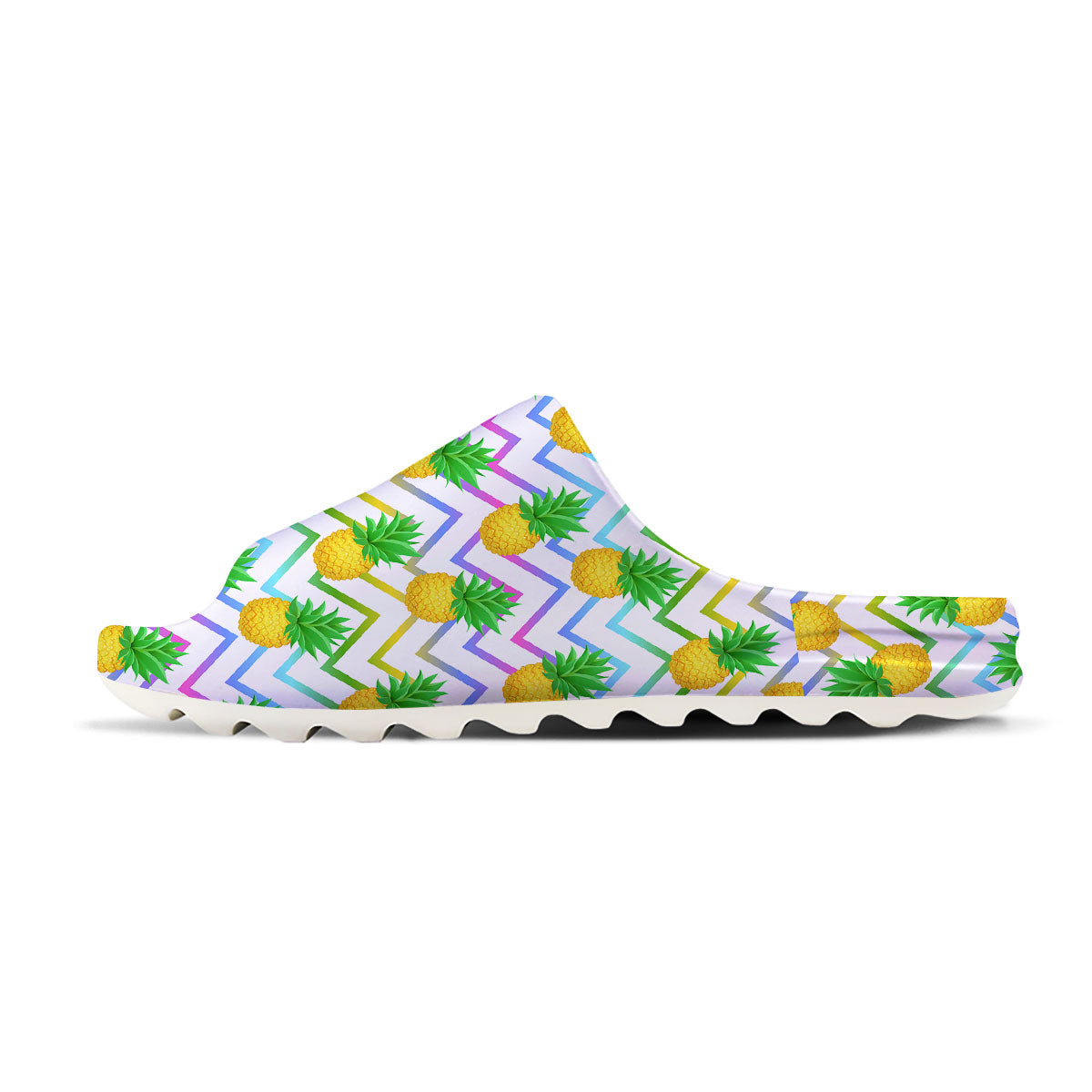 Zig Zag Neon Pineapple Print Pattern Sandals-grizzshop