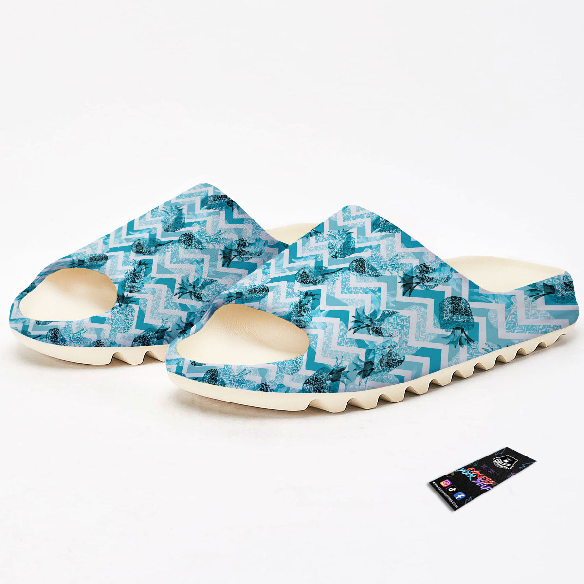 Zig Zag Pastel Pineapple Print Pattern Sandals-grizzshop