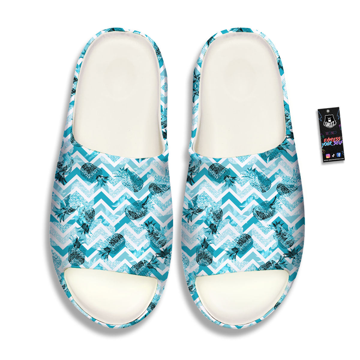 Zig Zag Pastel Pineapple Print Pattern Sandals-grizzshop
