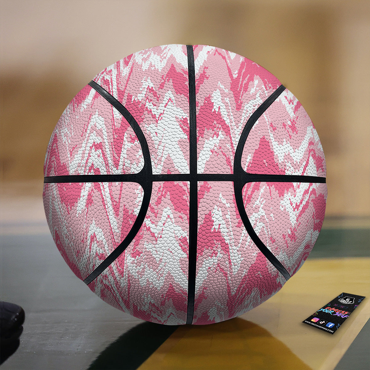Zigzag Abstract Stripes Pink Print Pattern Basketball-grizzshop