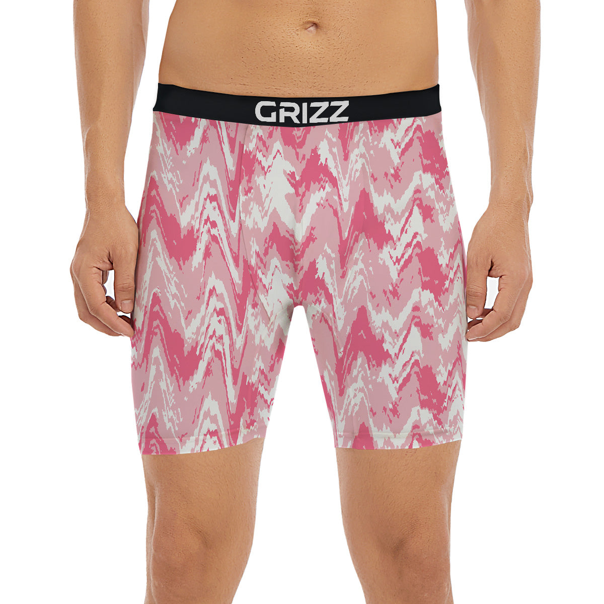Zigzag Abstract Stripes Pink Print Pattern Boxer Briefs-grizzshop