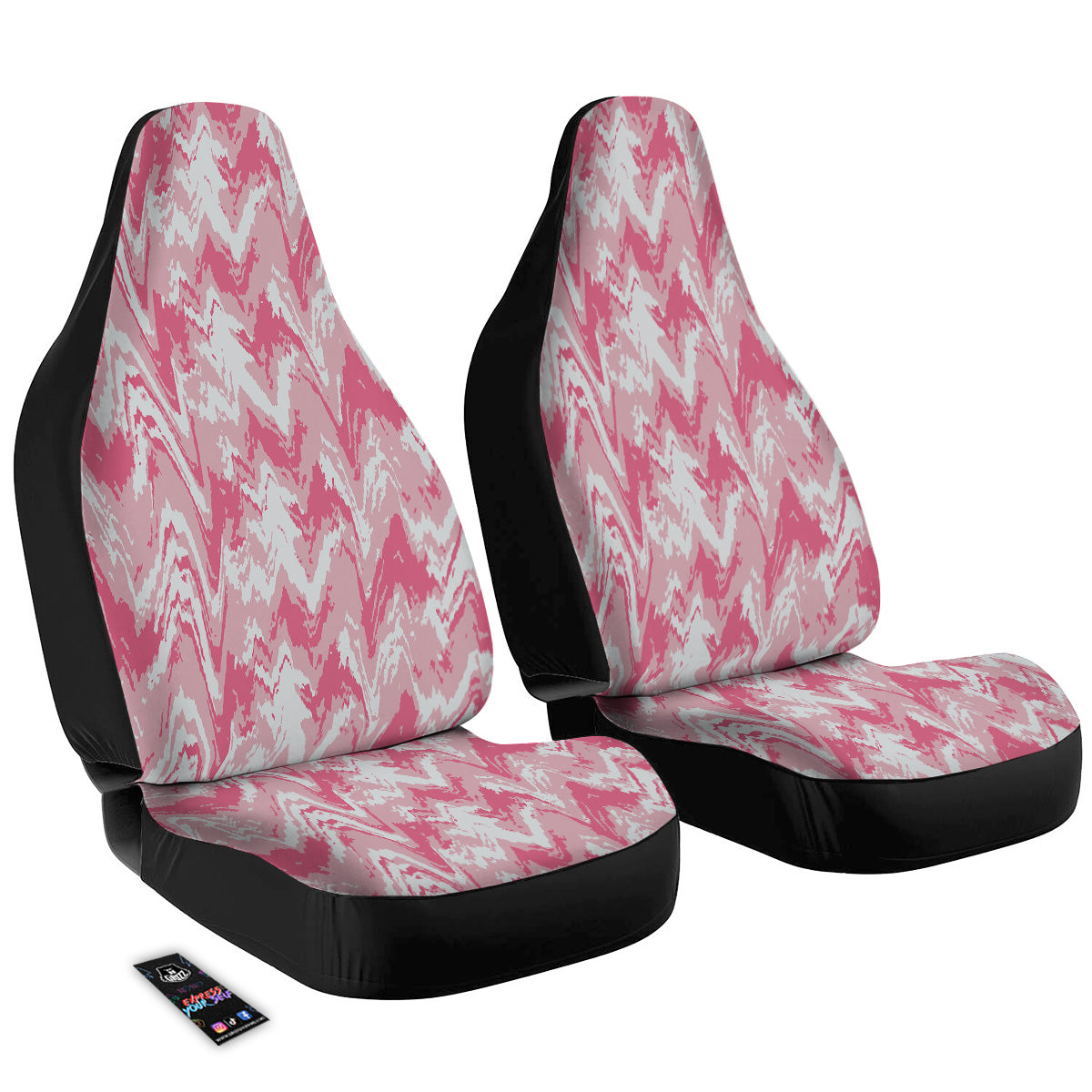 Zigzag Abstract Stripes Pink Print Pattern Car Seat Covers-grizzshop