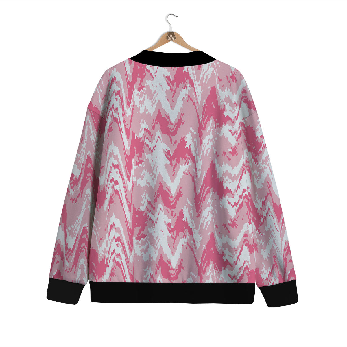 Zigzag Abstract Stripes Pink Print Pattern Cardigan-grizzshop