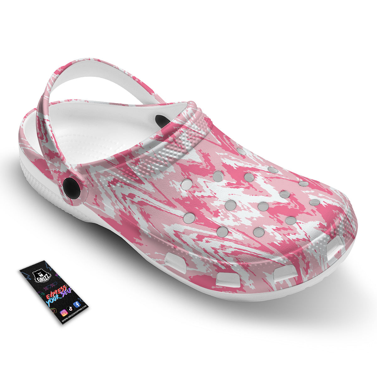 Zigzag Abstract Stripes Pink Print Pattern Clog-grizzshop