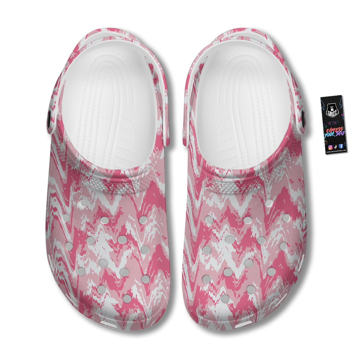 Zigzag Abstract Stripes Pink Print Pattern Clog-grizzshop