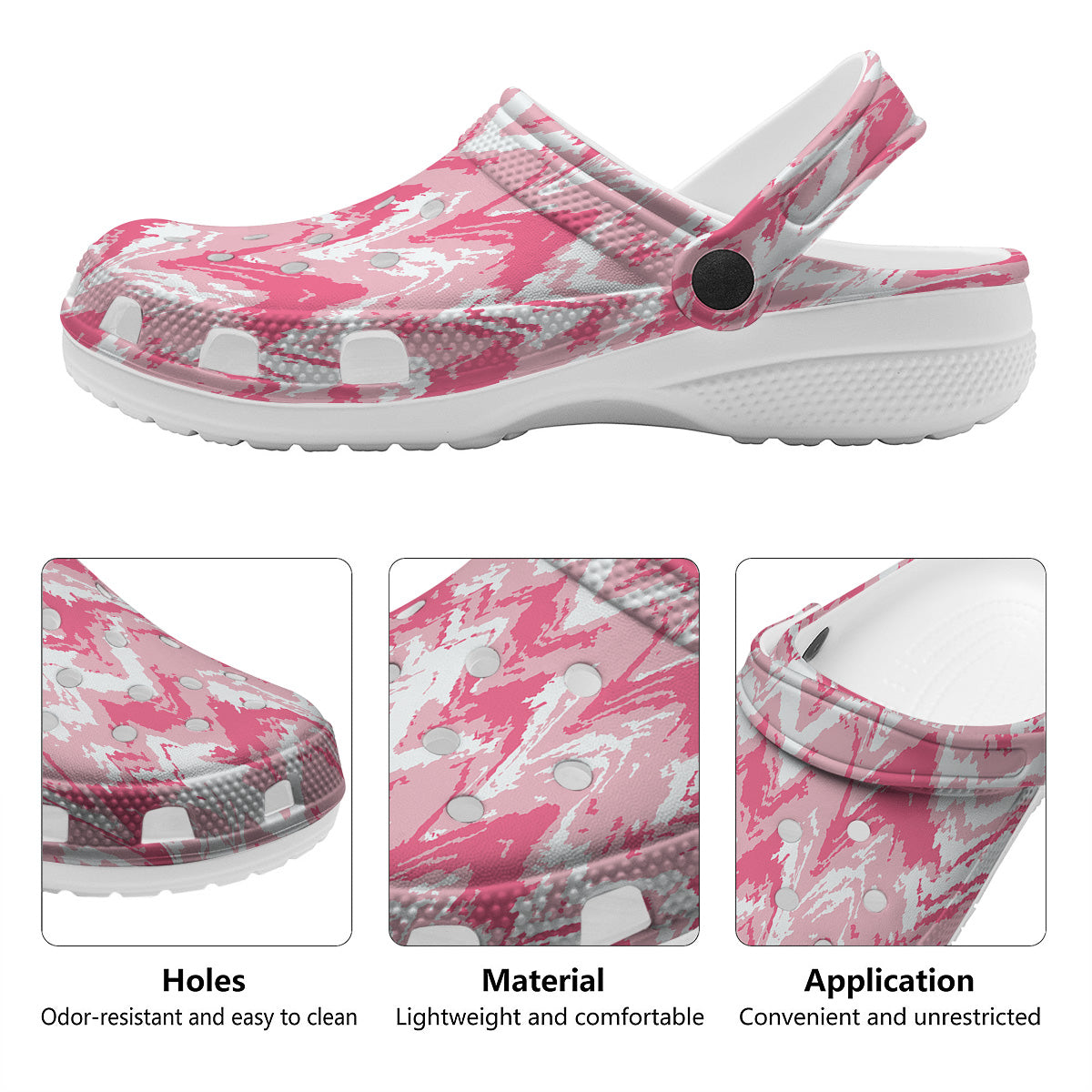 Zigzag Abstract Stripes Pink Print Pattern Clog-grizzshop