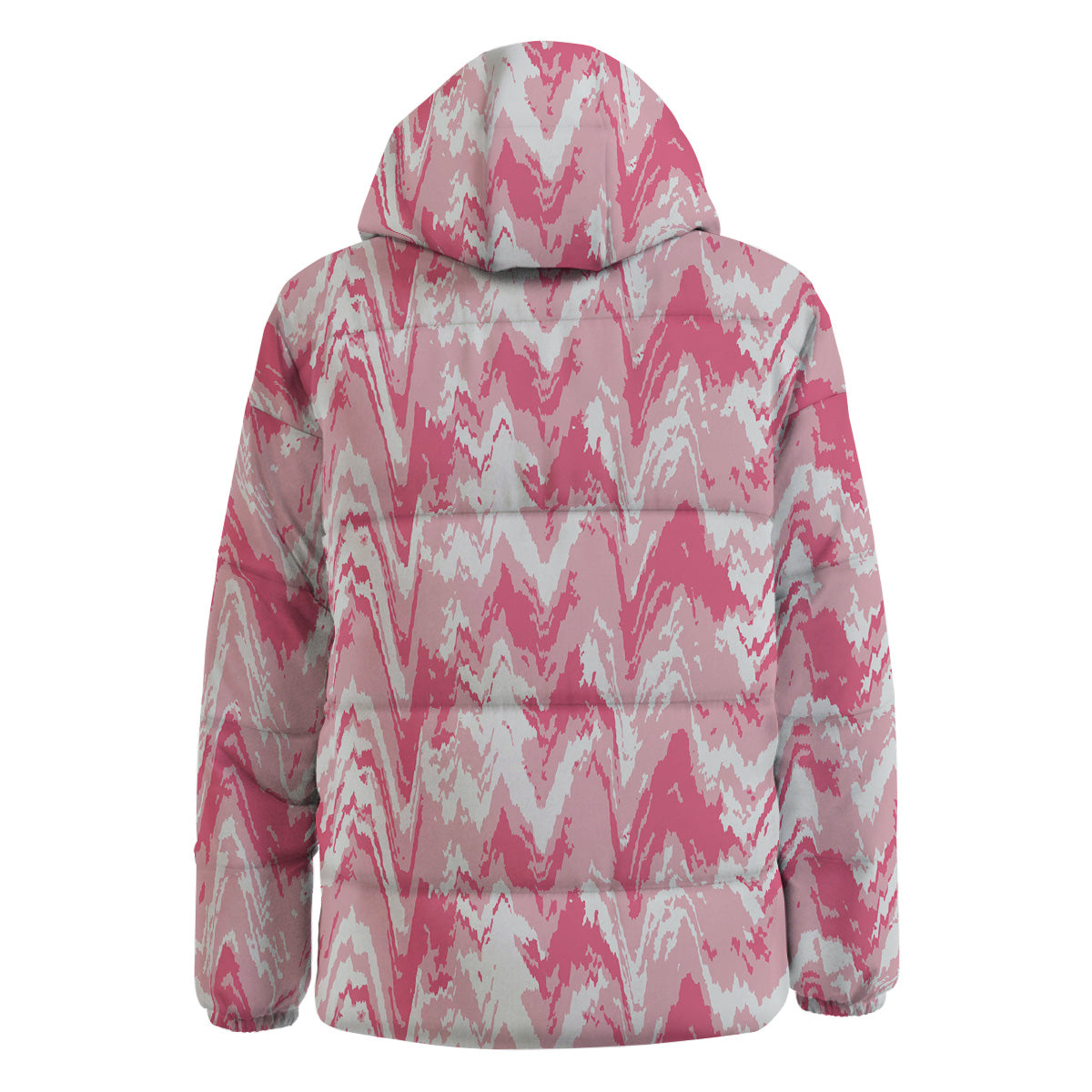 Zigzag Abstract Stripes Pink Print Pattern Down Jacket-grizzshop