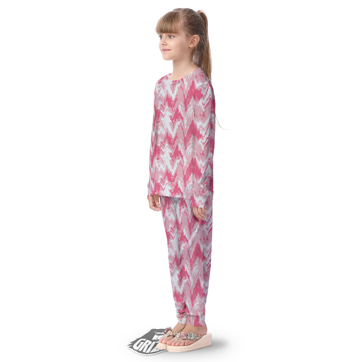 Zigzag Abstract Stripes Pink Print Pattern Kid's Pajamas-grizzshop