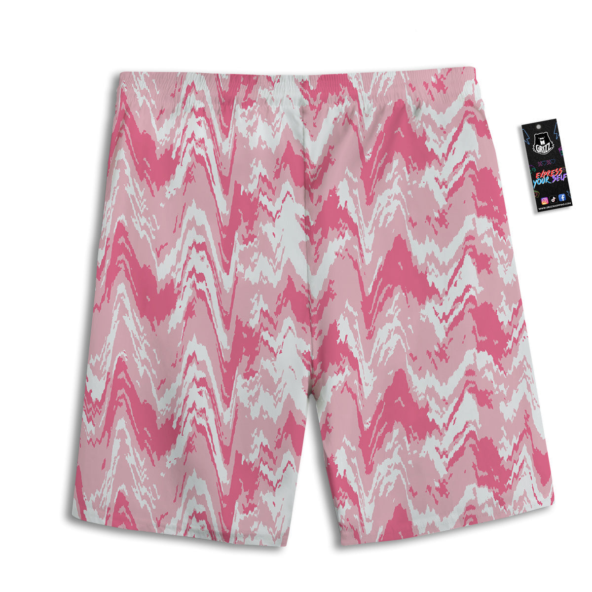 Zigzag Abstract Stripes Pink Print Pattern Men's Athletic Shorts