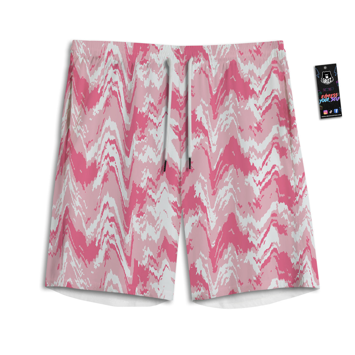 Zigzag Abstract Stripes Pink Print Pattern Men's Athletic Shorts