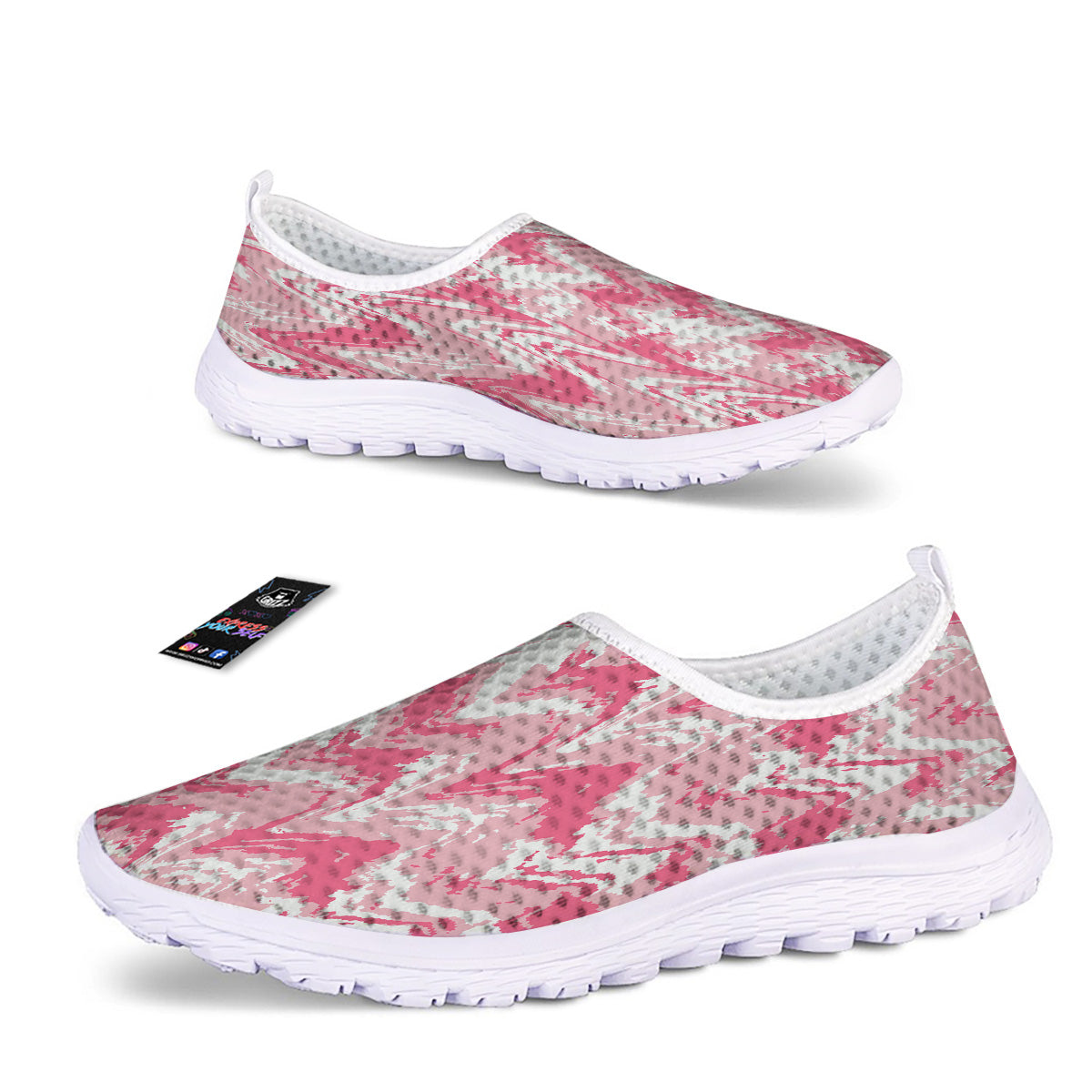Zigzag Abstract Stripes Pink Print Pattern Nurse Shoes-grizzshop