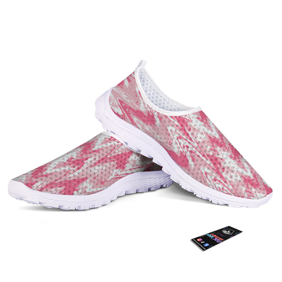 Zigzag Abstract Stripes Pink Print Pattern Nurse Shoes-grizzshop