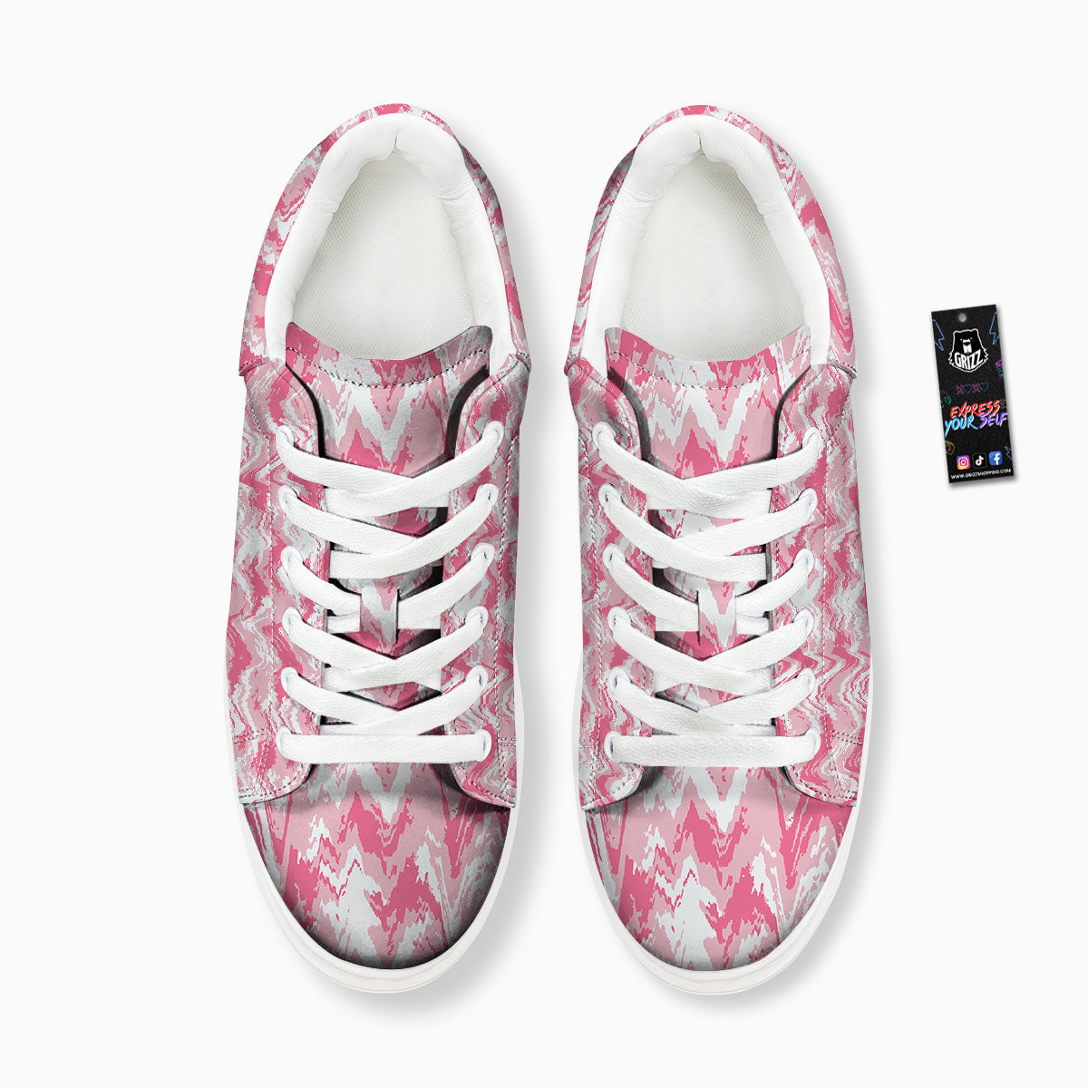Zigzag Abstract Stripes Pink Print Pattern Platform Shoes-grizzshop