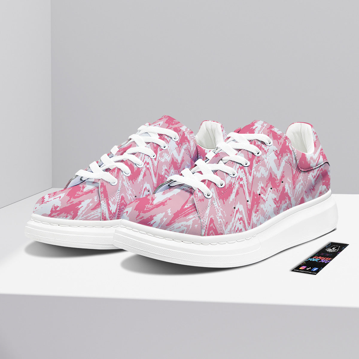 Zigzag Abstract Stripes Pink Print Pattern Platform Shoes-grizzshop