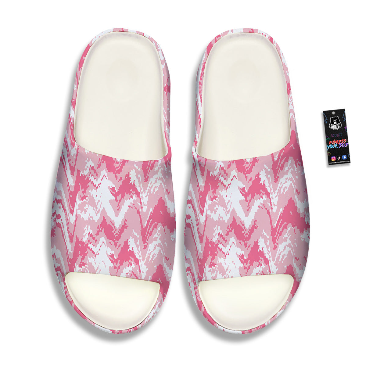 Zigzag Abstract Stripes Pink Print Pattern Sandals-grizzshop