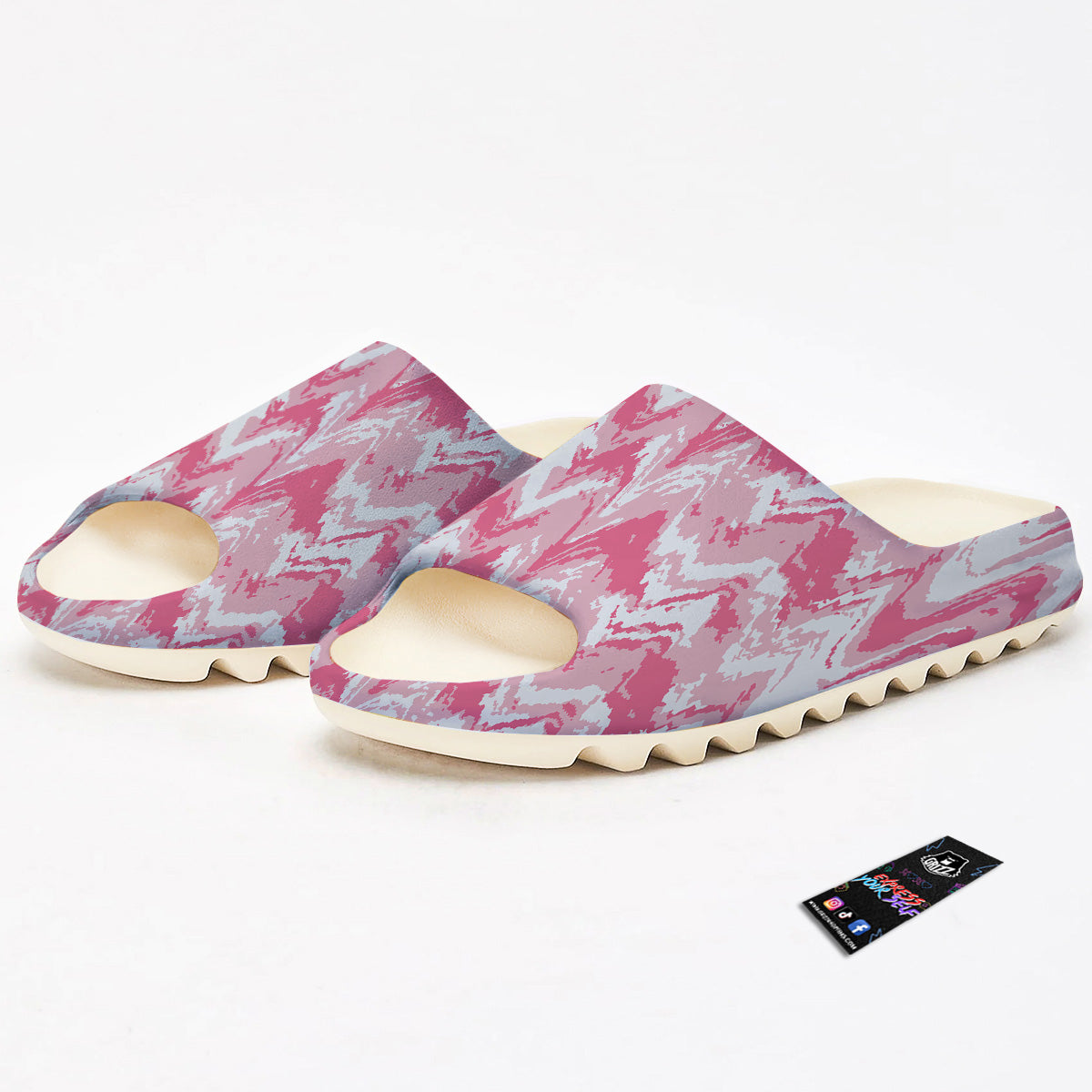Zigzag Abstract Stripes Pink Print Pattern Sandals-grizzshop