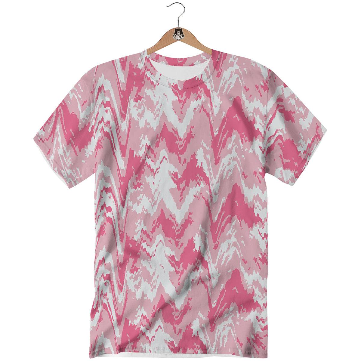 Zigzag Abstract Stripes Pink Print Pattern T-Shirt-grizzshop