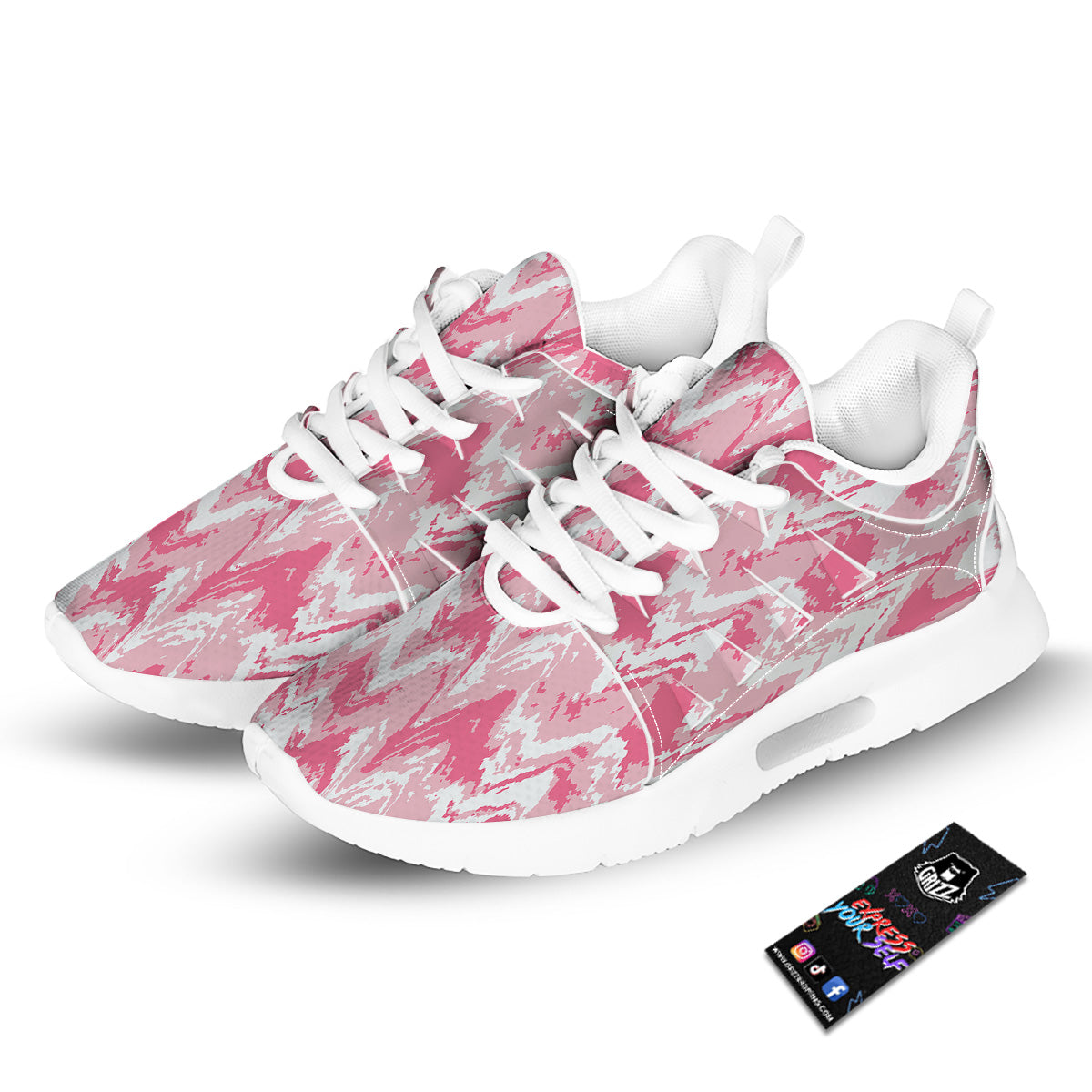 Zigzag Abstract Stripes Pink Print Pattern Tennis Shoes-grizzshop