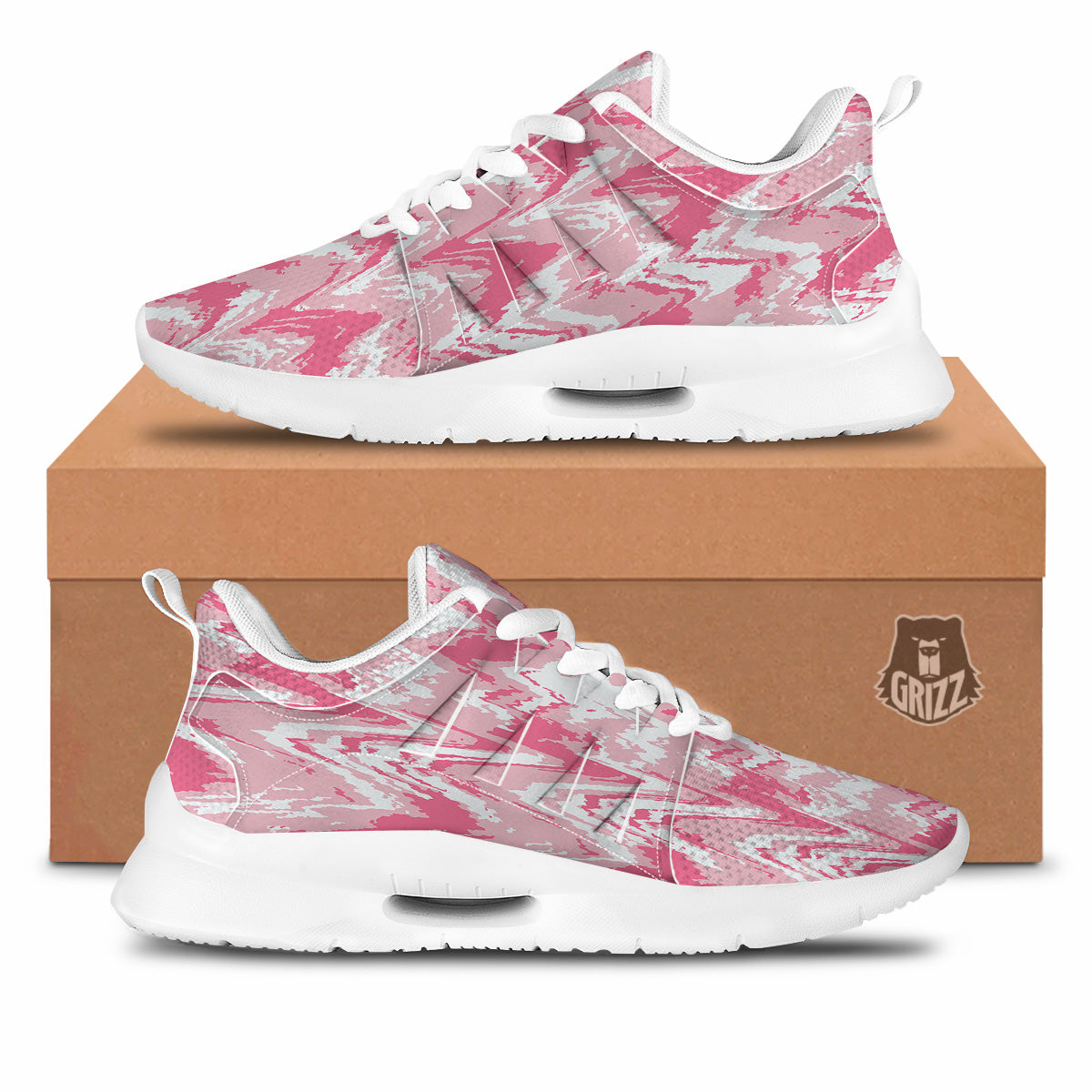 Zigzag Abstract Stripes Pink Print Pattern Tennis Shoes-grizzshop
