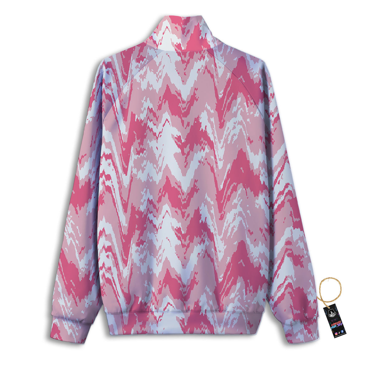 Zigzag Abstract Stripes Pink Print Pattern Track Jacket-grizzshop