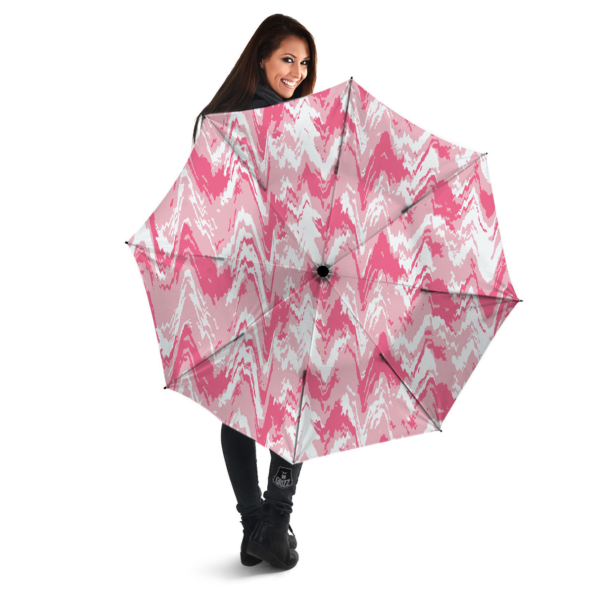 Zigzag Abstract Stripes Pink Print Pattern Umbrella-grizzshop