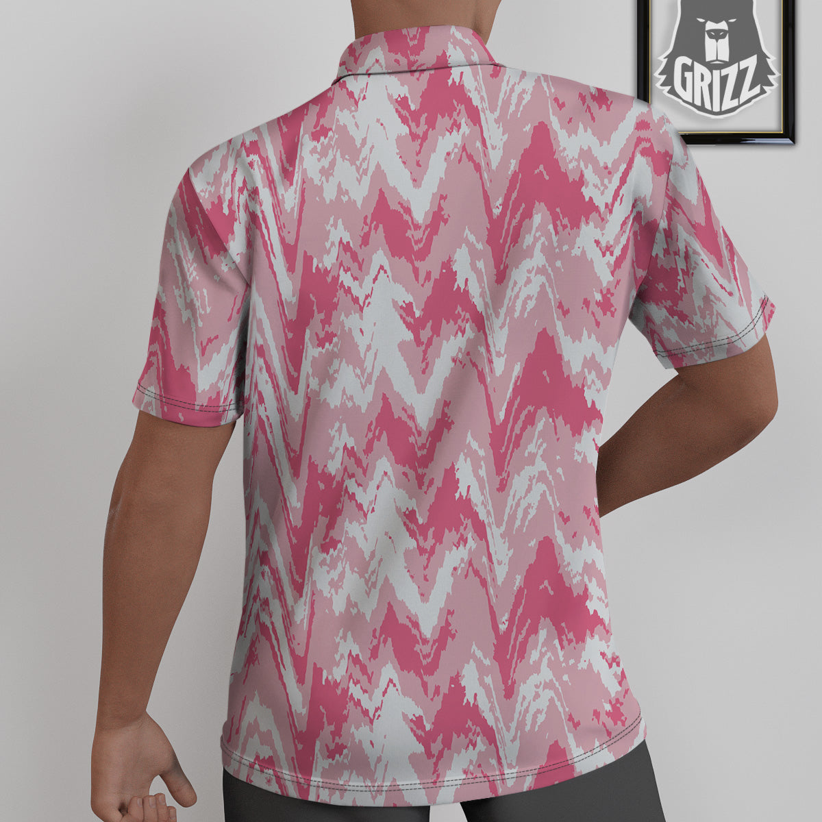 Zigzag Abstract Stripes Pink Print Pattern Untucked Shirts-grizzshop
