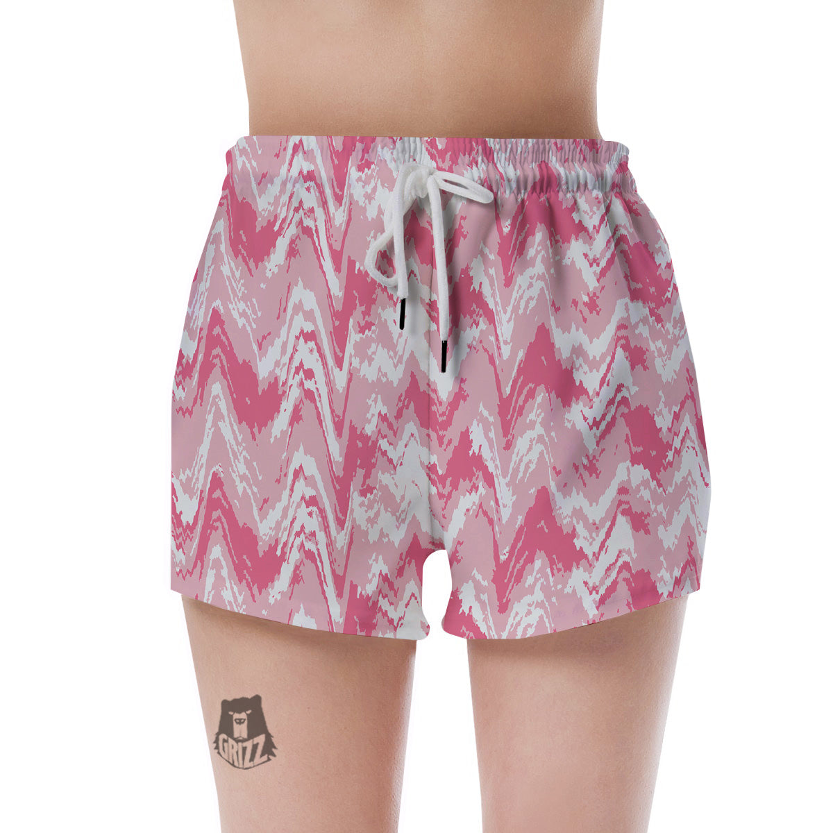 Zigzag Abstract Stripes Pink Print Pattern Women's Shorts-grizzshop