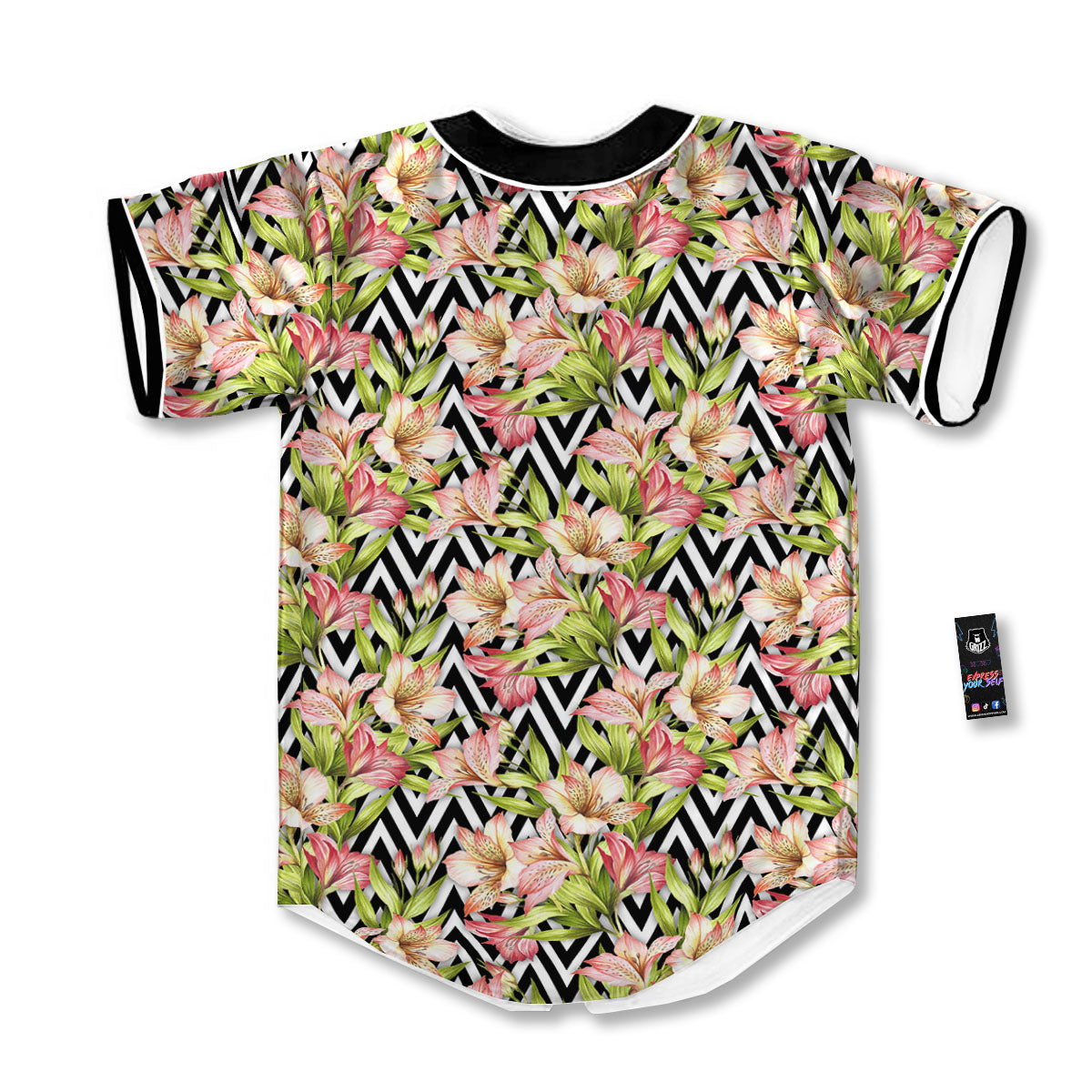 Zigzag Alstroemeria Pastel Print Pattern Baseball Jersey-grizzshop