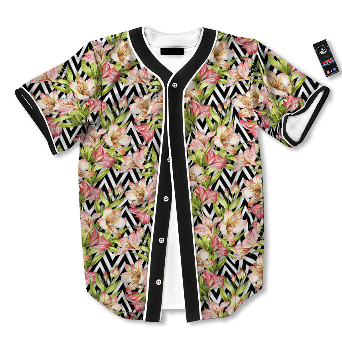 Zigzag Alstroemeria Pastel Print Pattern Baseball Jersey-grizzshop