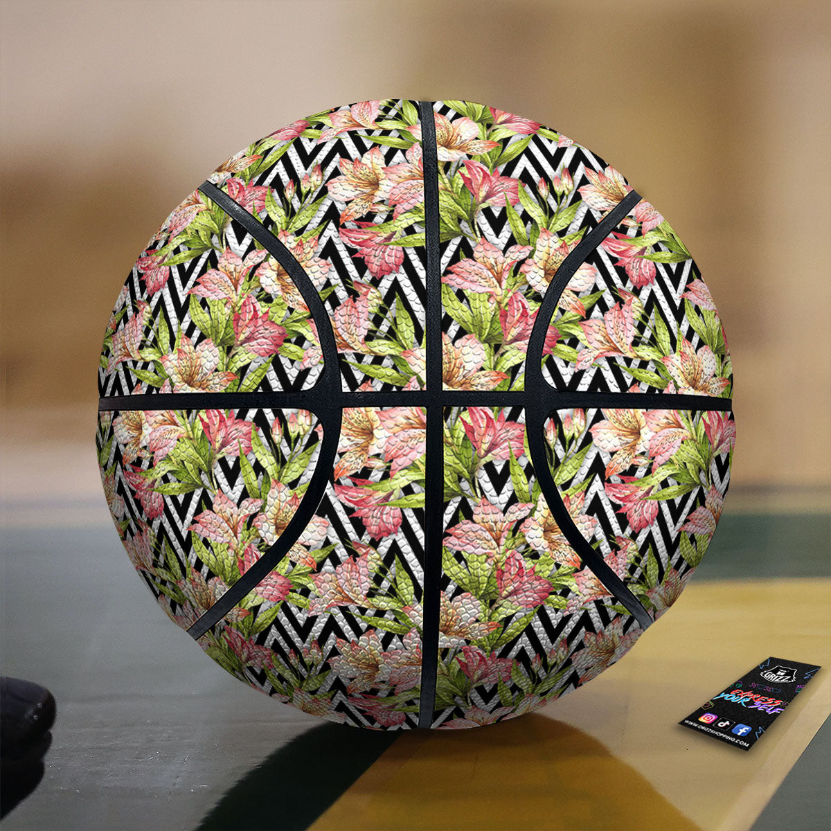 Zigzag Alstroemeria Pastel Print Pattern Basketball-grizzshop