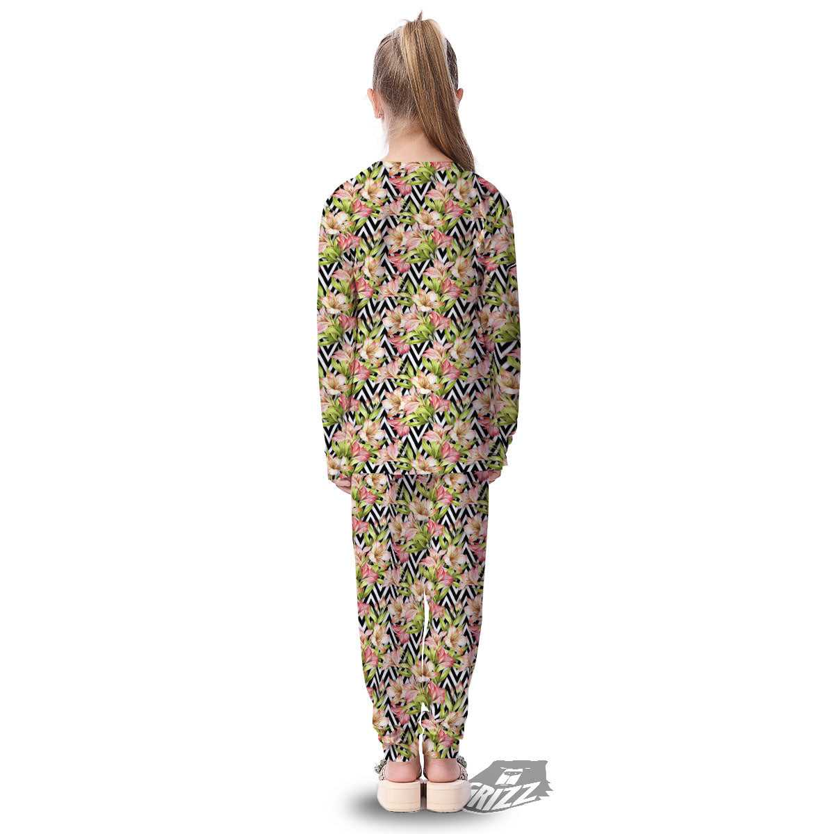 Zigzag Alstroemeria Pastel Print Pattern Kid's Pajamas-grizzshop