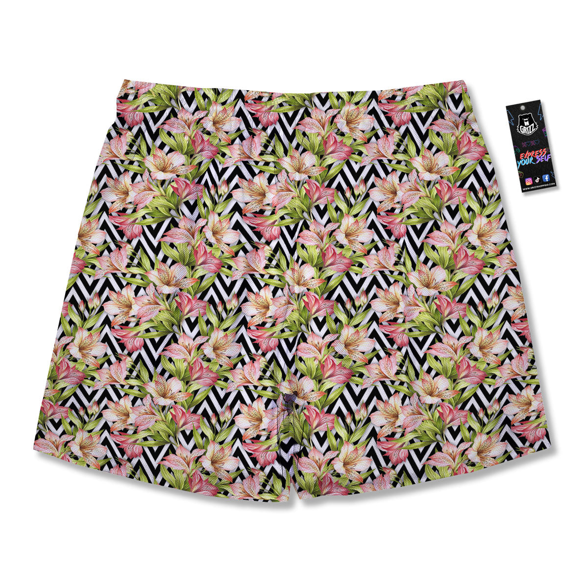 Zigzag Alstroemeria Pastel Print Pattern Men's Running Shorts-grizzshop