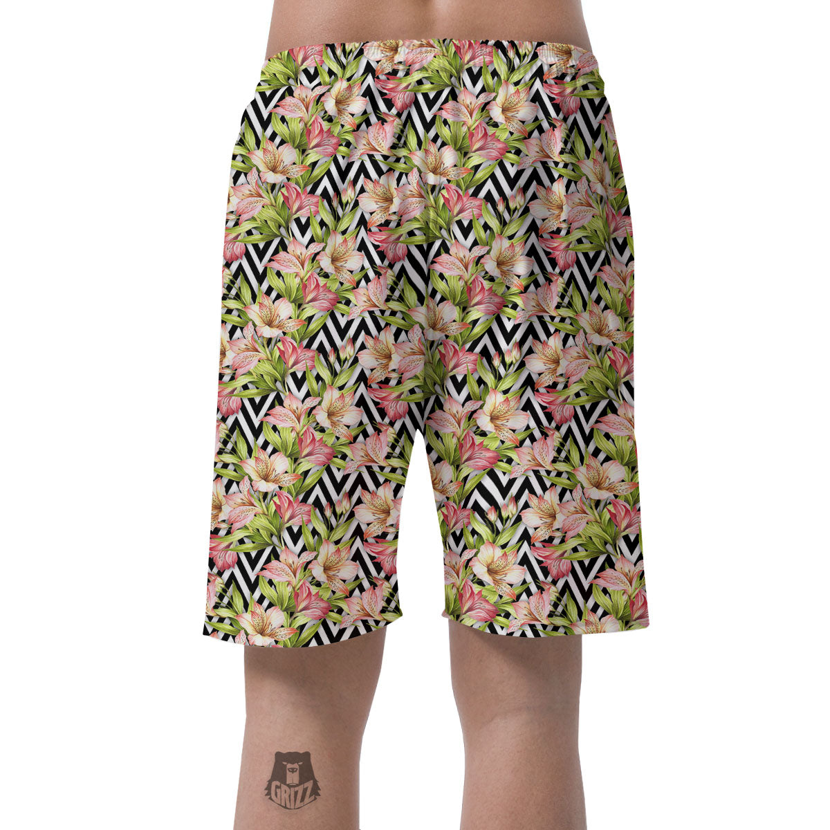 Zigzag Alstroemeria Pastel Print Pattern Men's Shorts-grizzshop