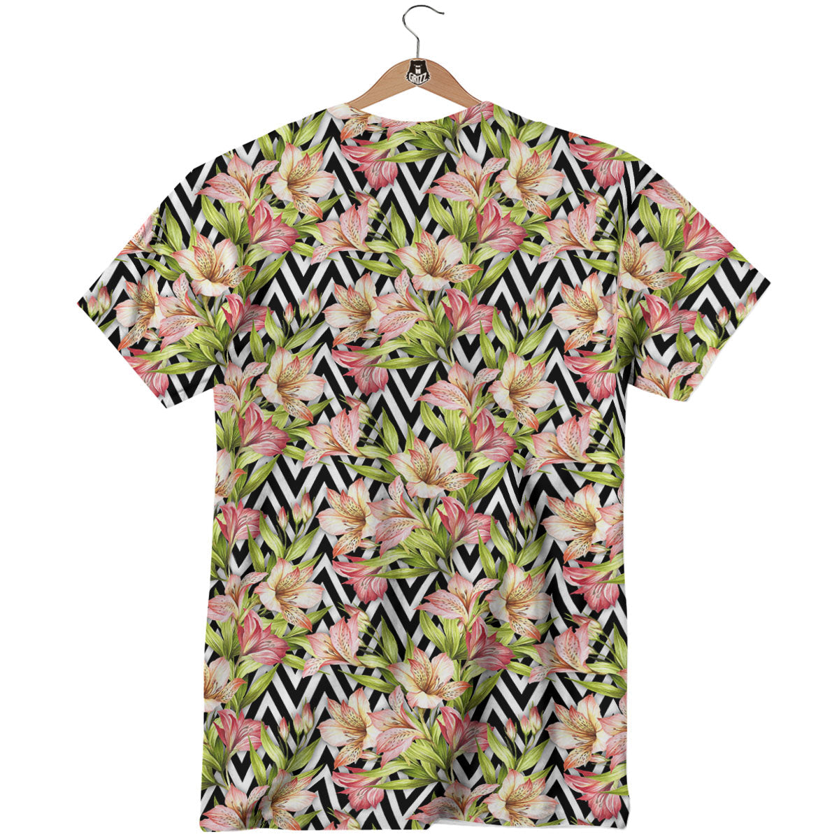 Zigzag Alstroemeria Pastel Print Pattern T-Shirt-grizzshop