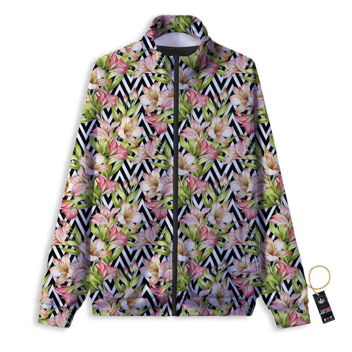 Zigzag Alstroemeria Pastel Print Pattern Track Jacket-grizzshop