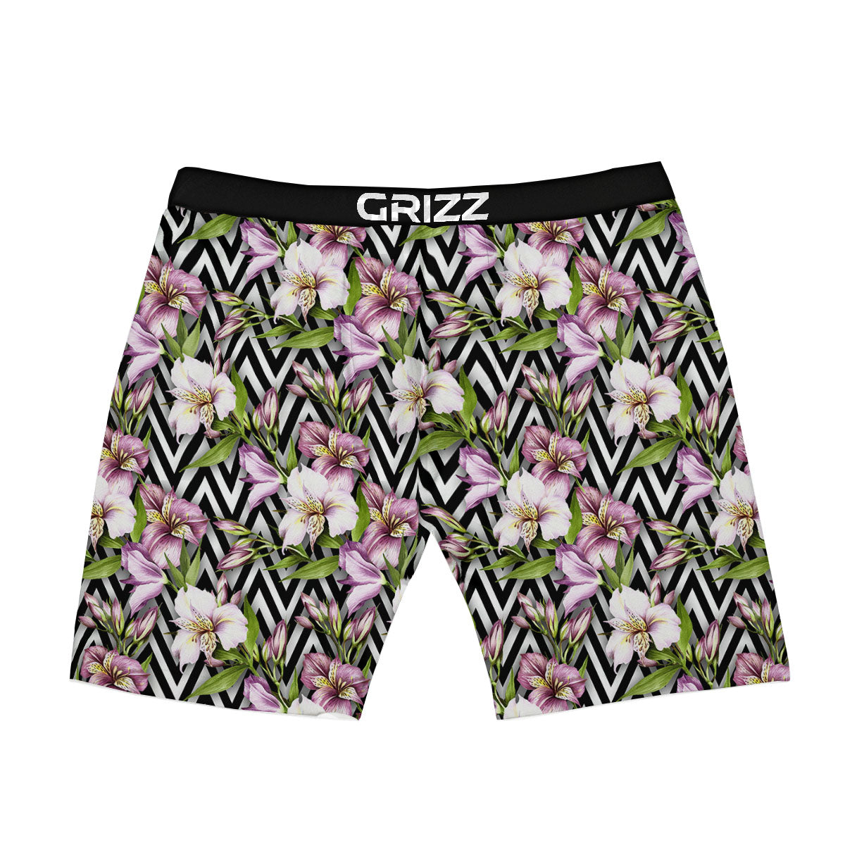Zigzag Alstroemeria Purple Print Pattern Boxer Briefs-grizzshop