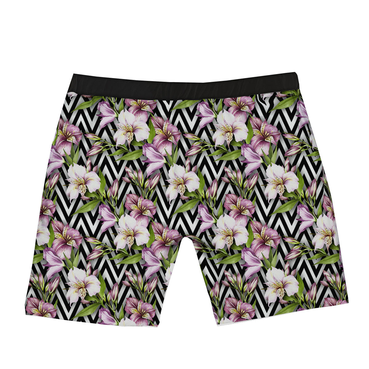 Zigzag Alstroemeria Purple Print Pattern Boxer Briefs-grizzshop