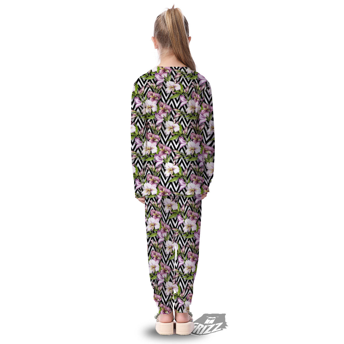 Zigzag Alstroemeria Purple Print Pattern Kid's Pajamas-grizzshop