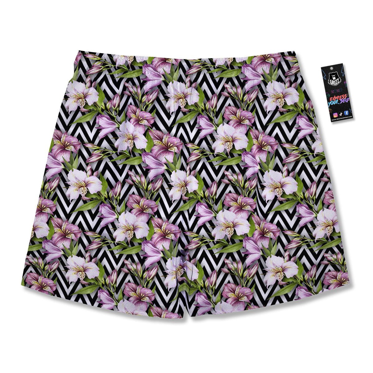 Zigzag Alstroemeria Purple Print Pattern Men's Running Shorts-grizzshop