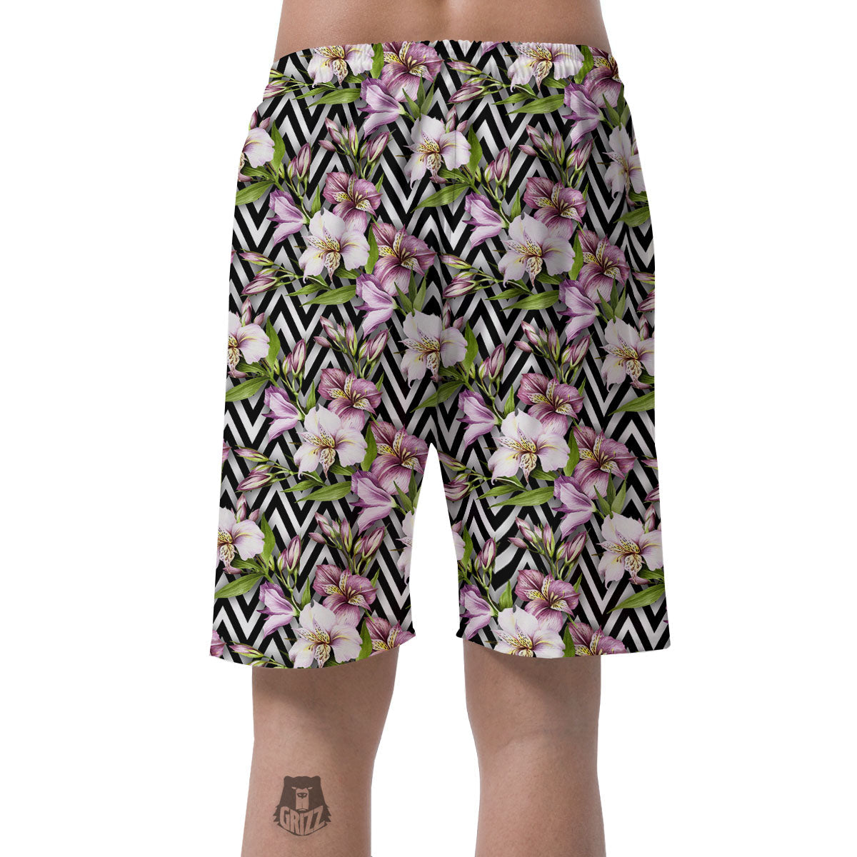Zigzag Alstroemeria Purple Print Pattern Men's Shorts-grizzshop